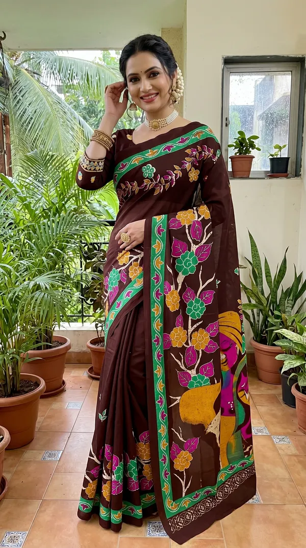 Floral_Print_Cotton_Blend_Saree