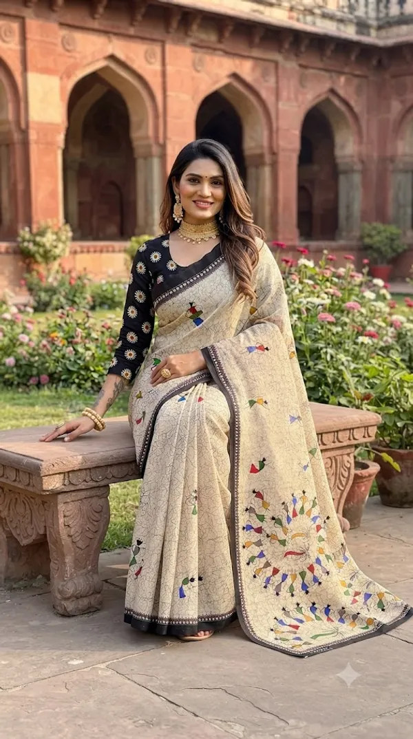Floral_Print_Cotton_Blend_Saree