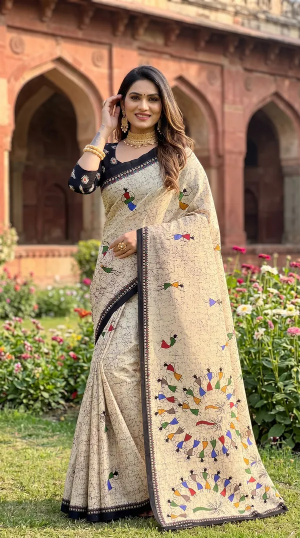 Floral_Print_Cotton_Blend_Saree