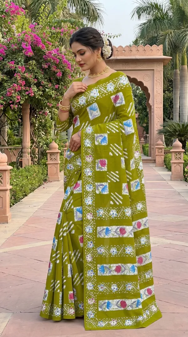 Floral_Print_Cotton_Blend_Saree