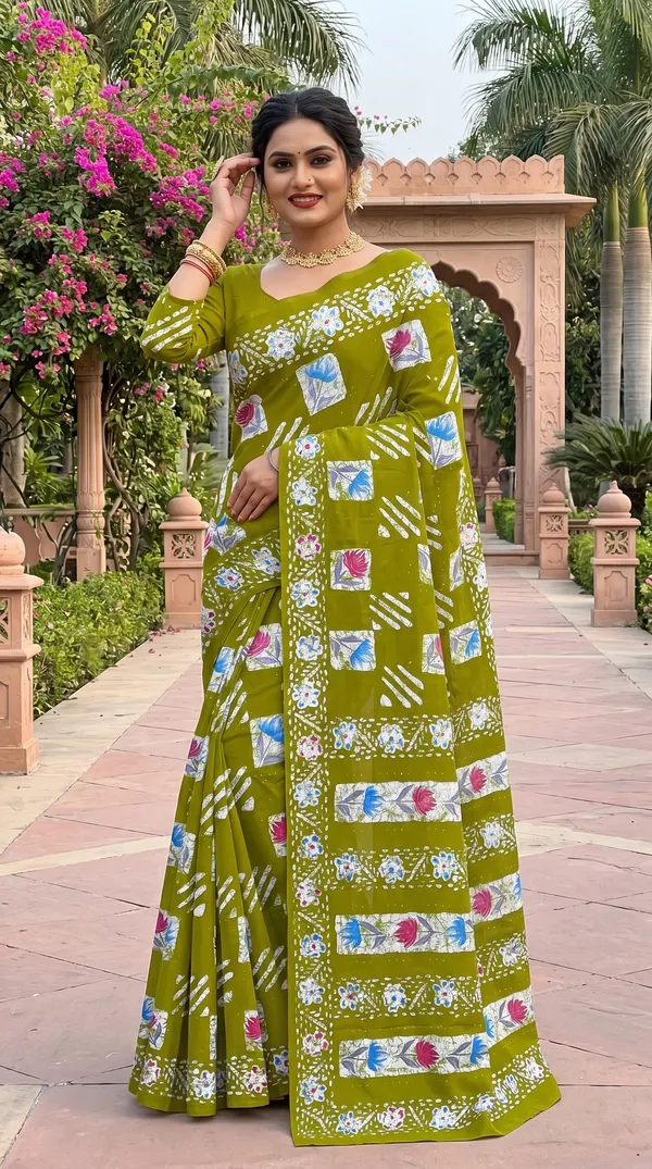 Floral_Print_Cotton_Blend_Saree