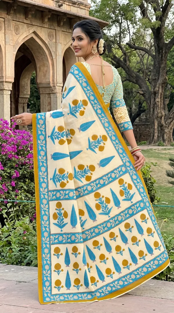 Floral_Print_Cotton_Blend_Saree