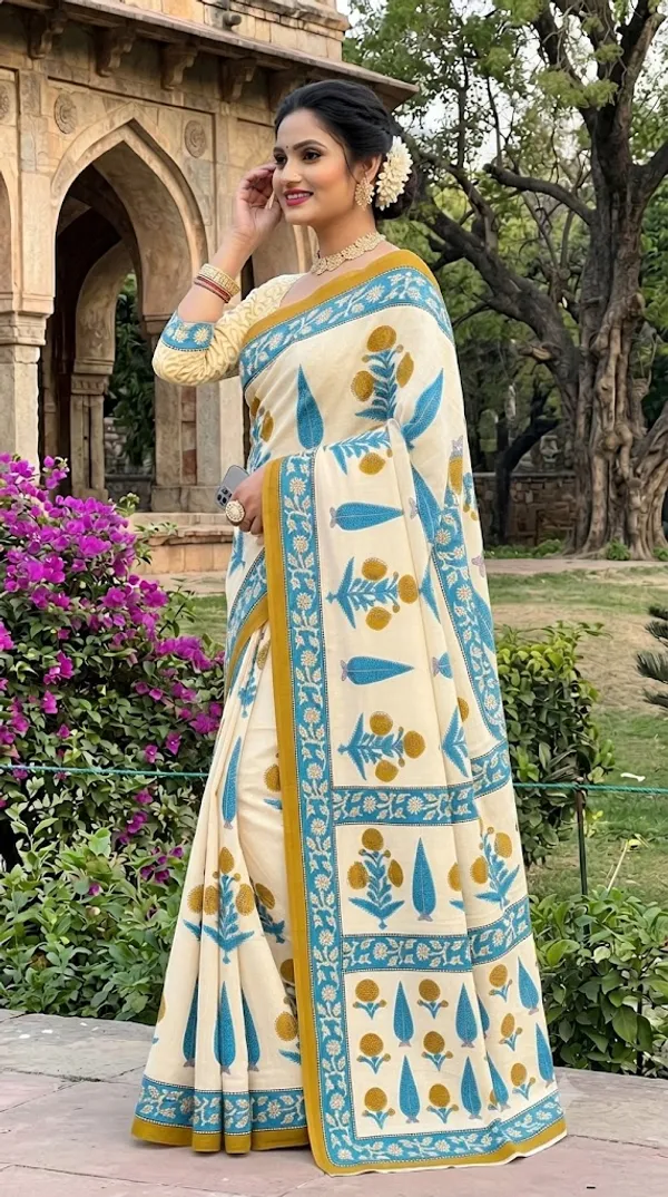 Floral_Print_Cotton_Blend_Saree