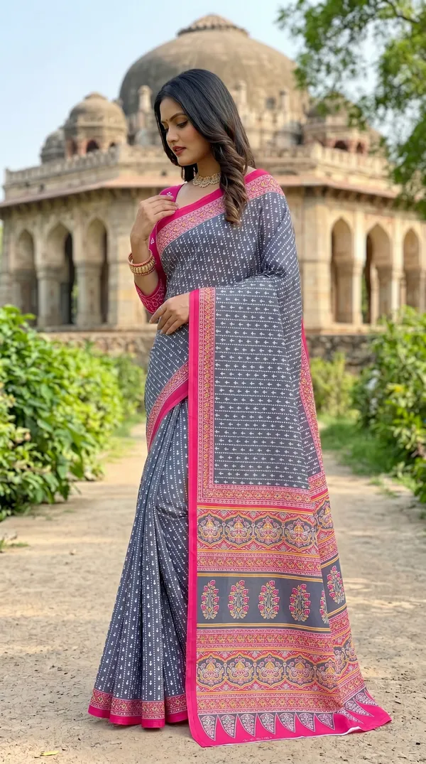 Floral_Print_Cotton_Blend_Saree