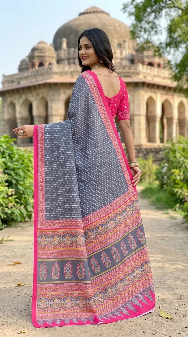 Floral_Print_Cotton_Blend_Saree