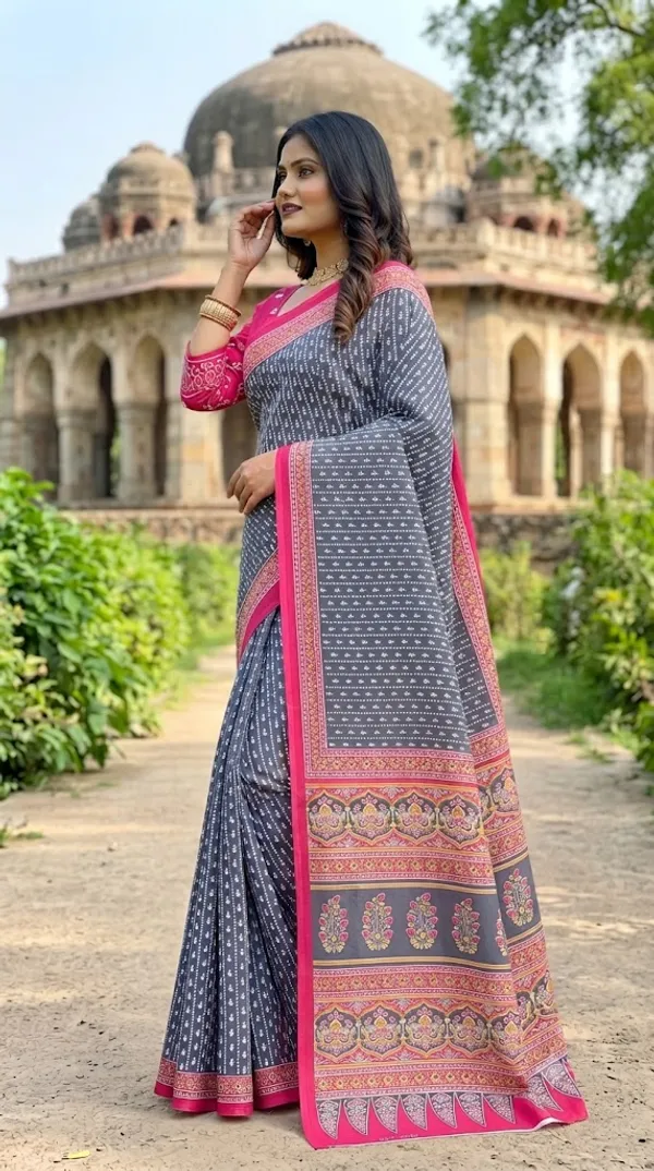 Floral_Print_Cotton_Blend_Saree