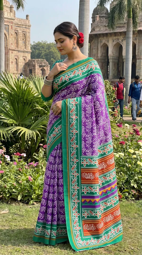 Floral_Print_Cotton_Blend_Saree
