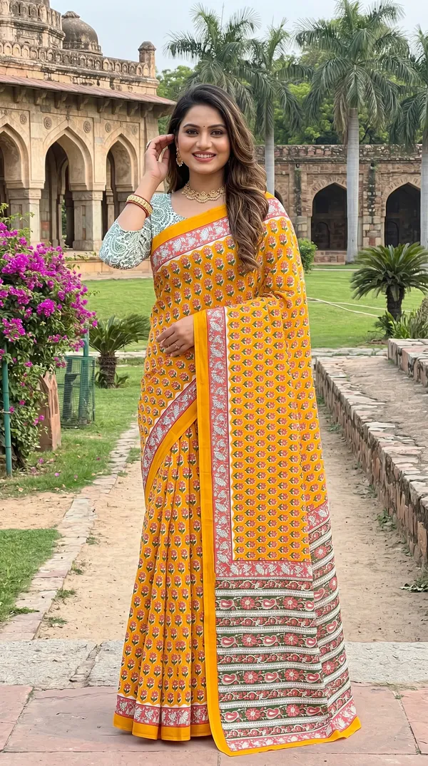 Floral_Print_Cotton_Blend_Saree