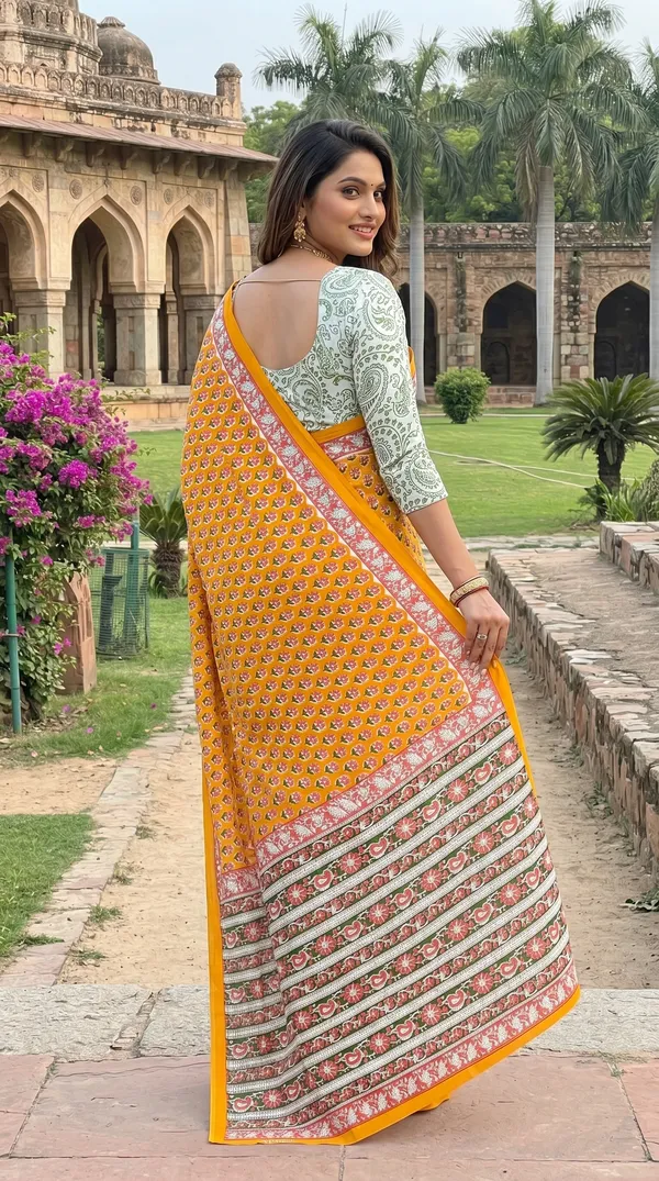 Floral_Print_Cotton_Blend_Saree