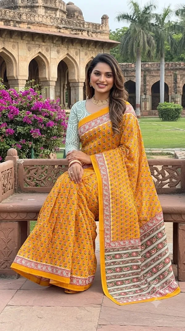 Floral_Print_Cotton_Blend_Saree
