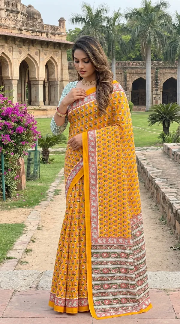 Floral_Print_Cotton_Blend_Saree