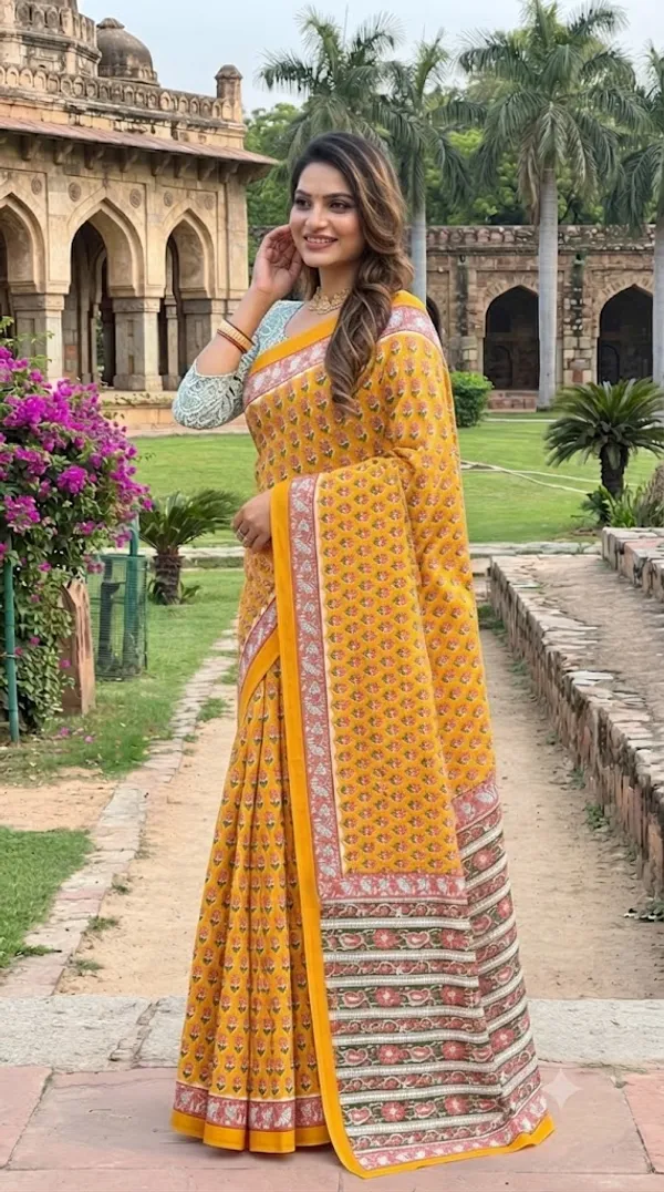 Floral_Print_Cotton_Blend_Saree