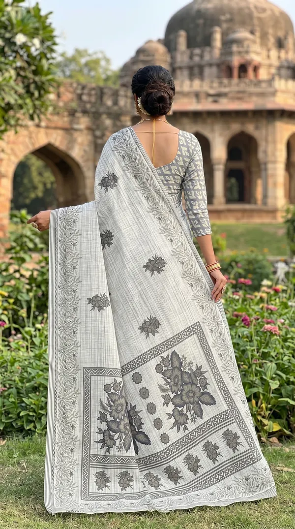 Floral_Print_Cotton_Blend_Saree