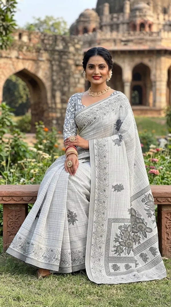 Floral_Print_Cotton_Blend_Saree