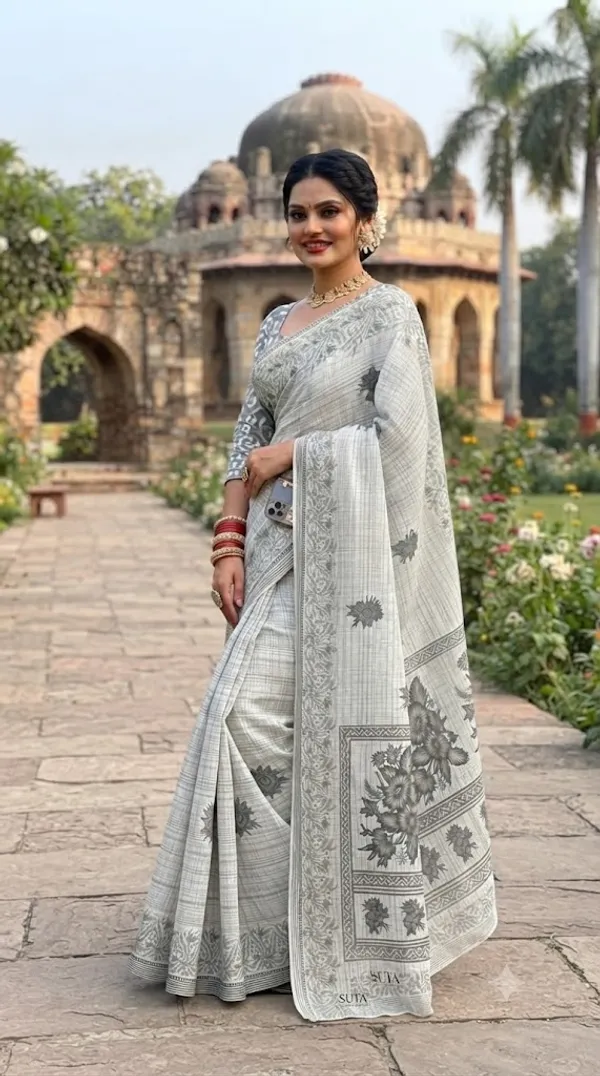 Floral_Print_Cotton_Blend_Saree