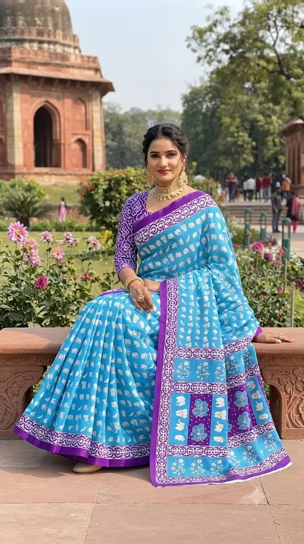 Floral_Print_Cotton_Blend_Saree