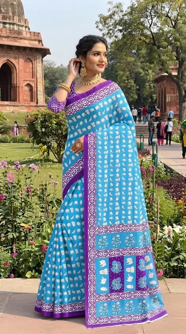 Floral_Print_Cotton_Blend_Saree