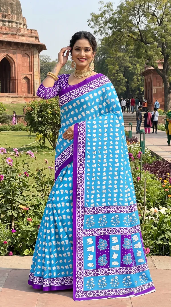 Floral_Print_Cotton_Blend_Saree