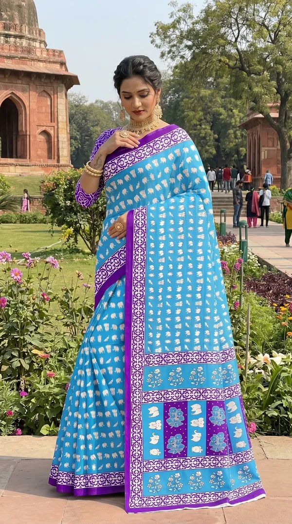 Floral_Print_Cotton_Blend_Saree
