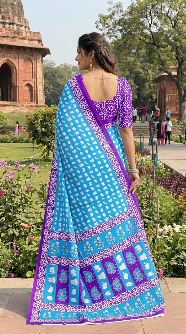 Floral_Print_Cotton_Blend_Saree