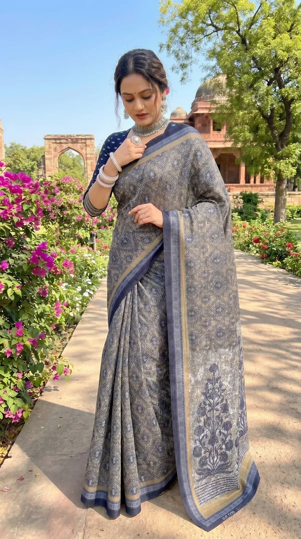 Floral_Print_Cotton_Blend_Saree