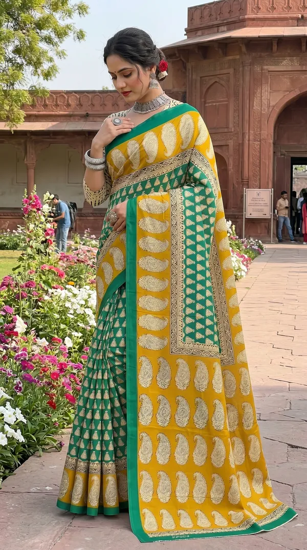 Floral_Print_Cotton_Blend_Saree