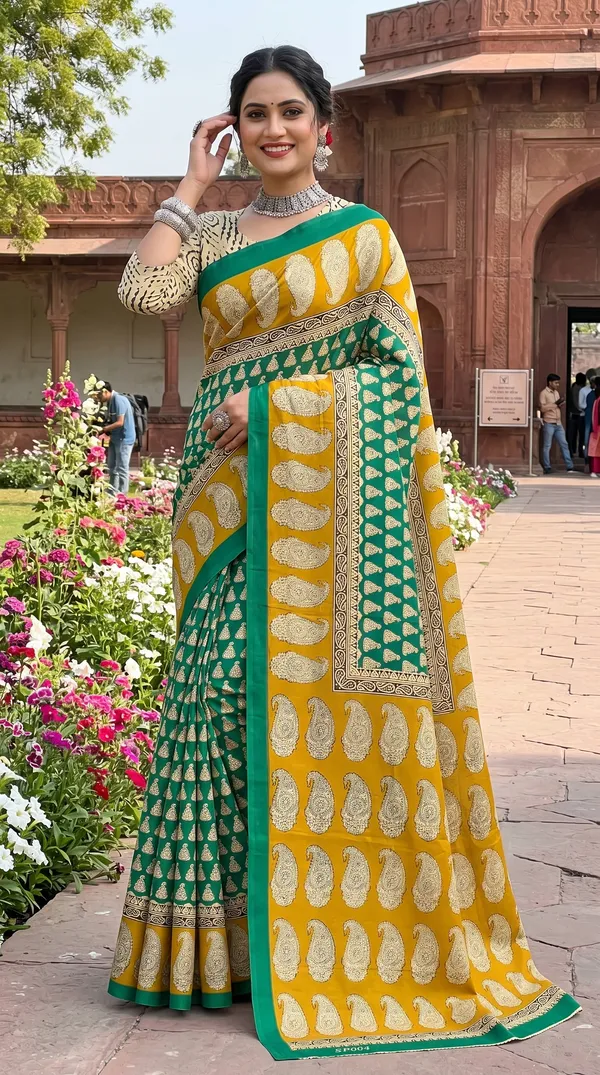Floral_Print_Cotton_Blend_Saree