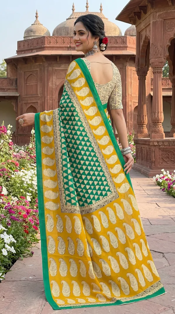 Floral_Print_Cotton_Blend_Saree