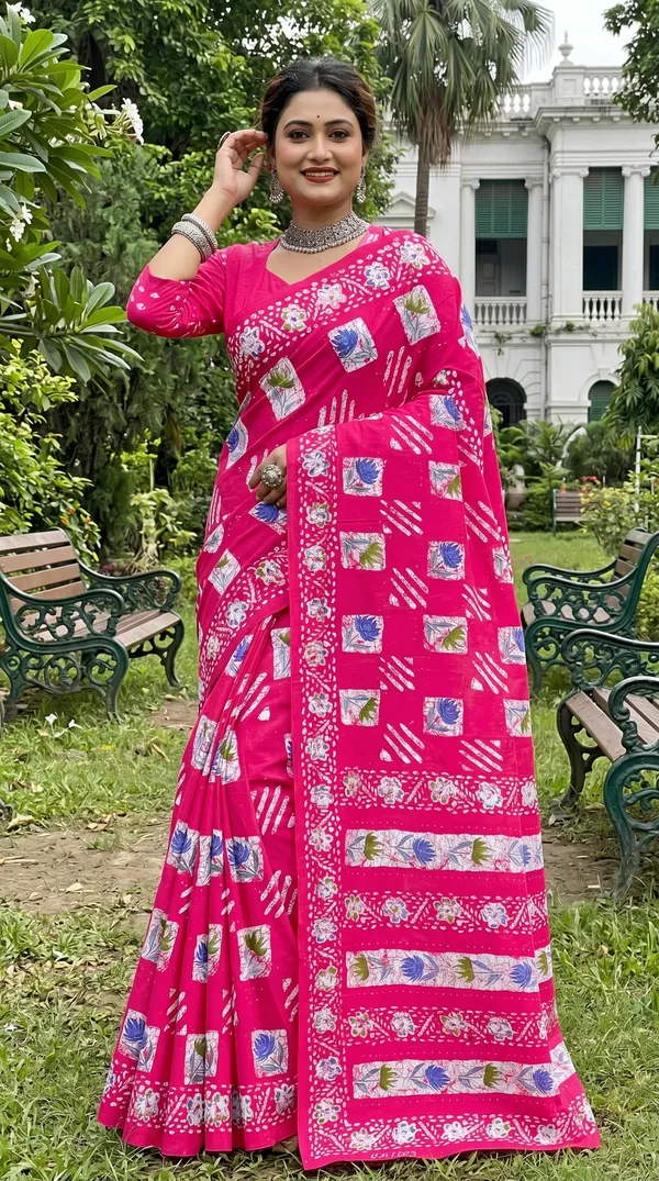 Floral_Print_Cotton_Blend_Saree