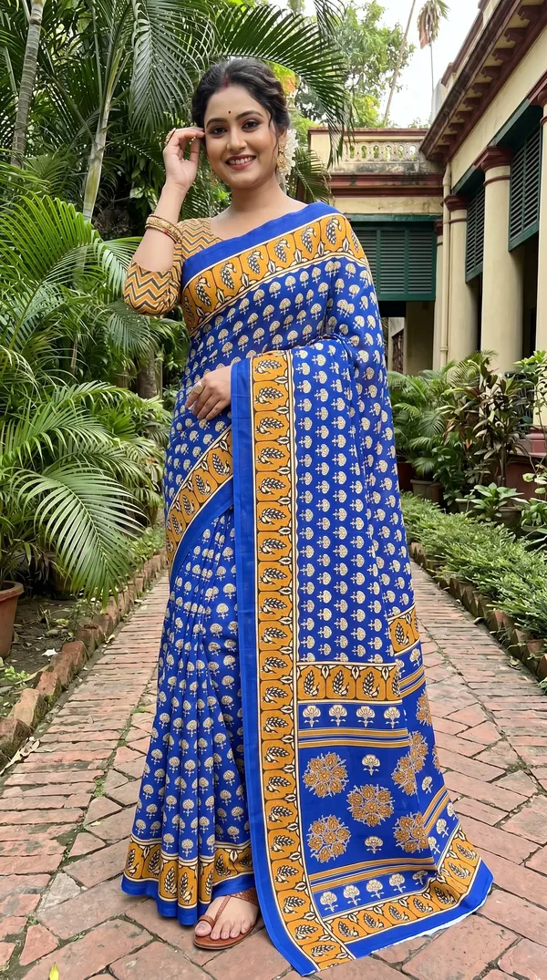 Floral_Print_Cotton_Blend_Saree