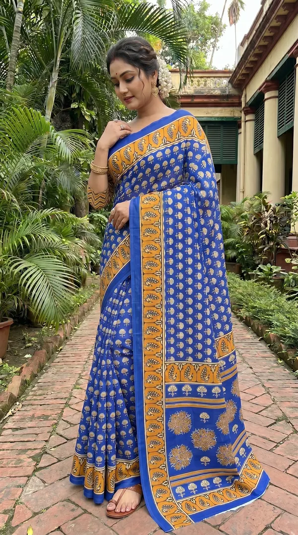 Floral_Print_Cotton_Blend_Saree