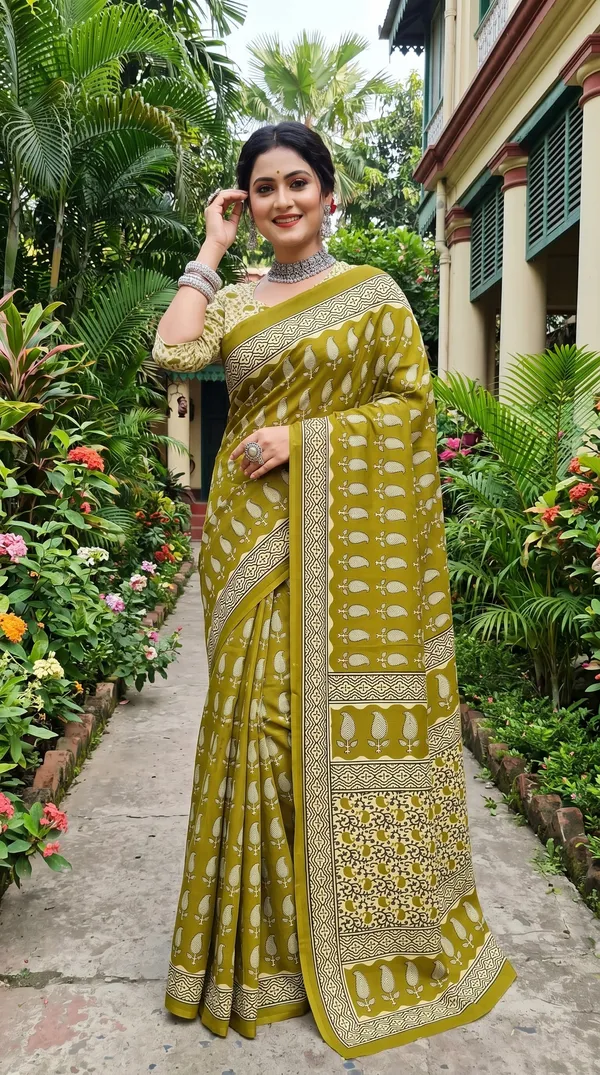 Floral_Print_Cotton_Blend_Saree