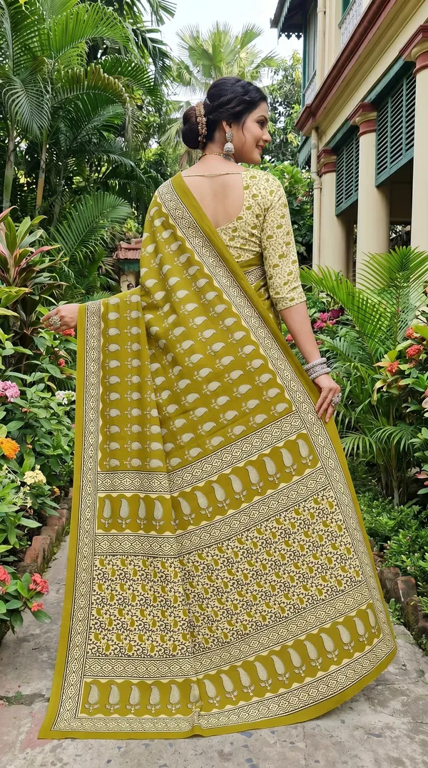 Floral_Print_Cotton_Blend_Saree