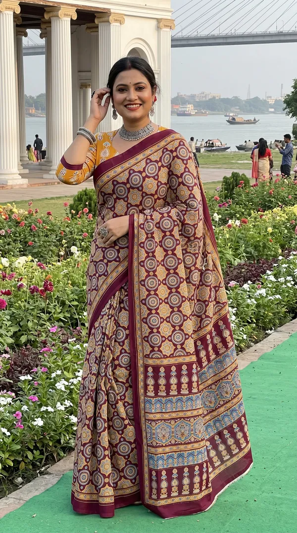 Floral_Print_Cotton_Blend_Saree