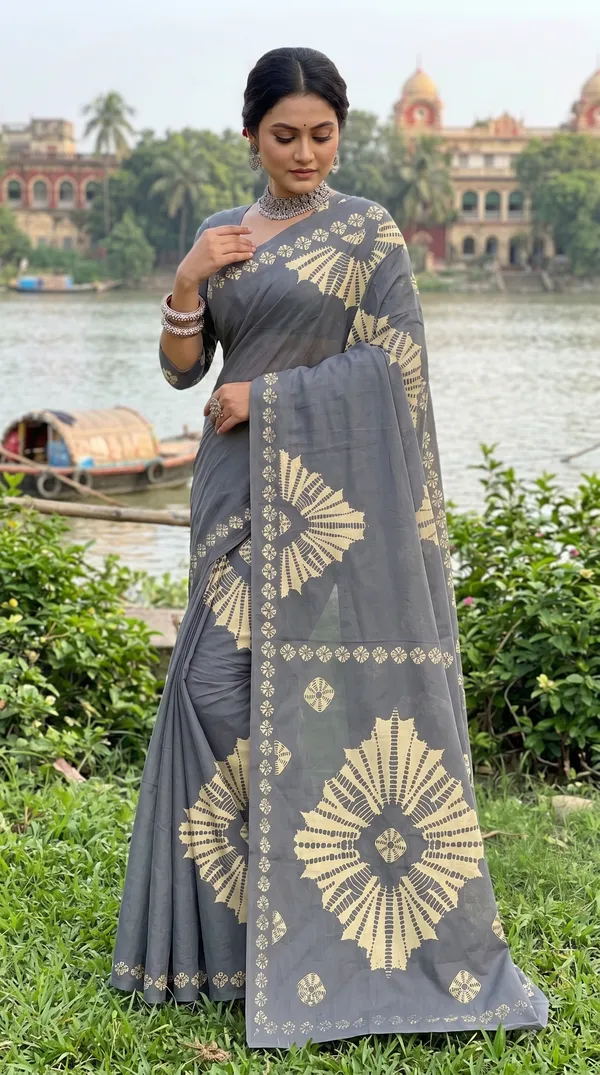Floral_Print_Cotton_Blend_Saree