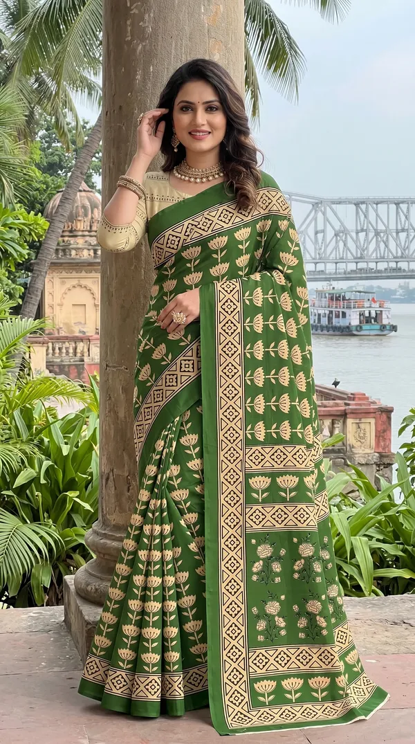 Floral_Print_Cotton_Blend_Saree