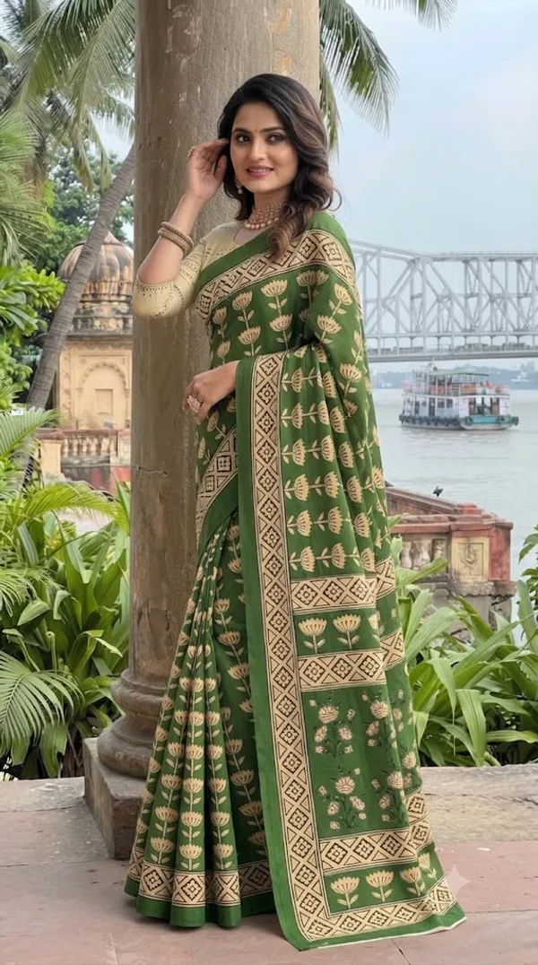 Floral_Print_Cotton_Blend_Saree