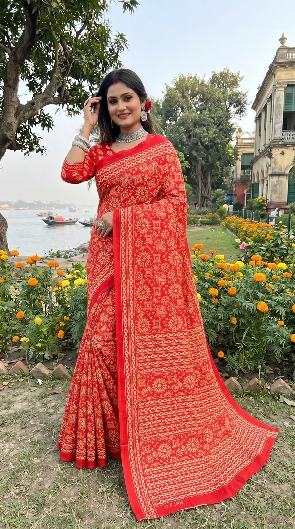 Floral_Print_Cotton_Blend_Saree
