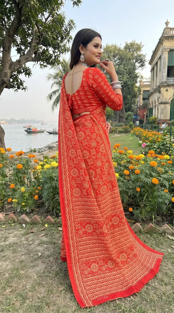 Floral_Print_Cotton_Blend_Saree