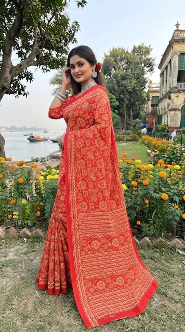 Floral_Print_Cotton_Blend_Saree