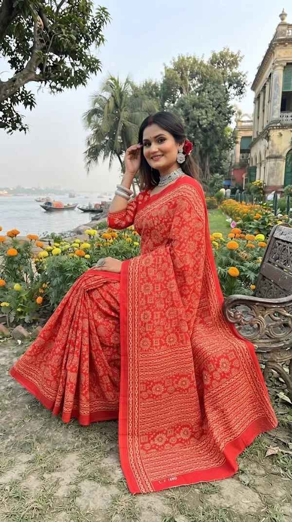 Floral_Print_Cotton_Blend_Saree