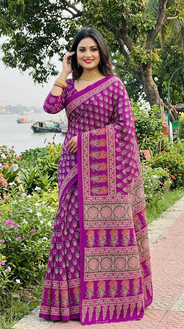 Floral_Print_Cotton_Blend_Saree