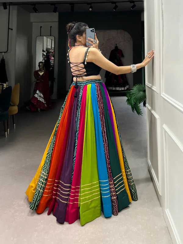 Multicolor_Pure_Rayon_Lehenga_Choli_Without_Dupatta_For_Women