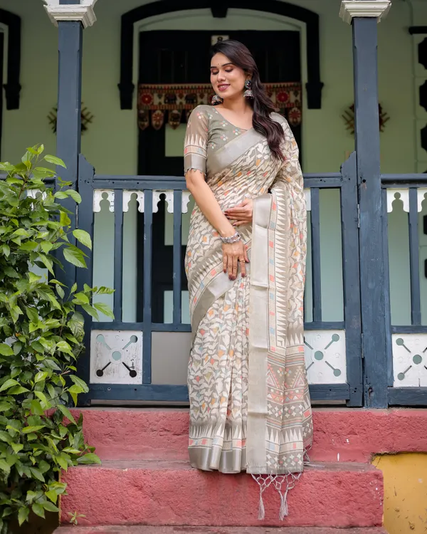 Beige_Lilen_Cotton_Saree_For_Women