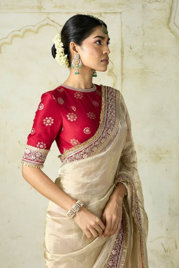 Cream_Tweel_Net_Silk_Saree_For_Women