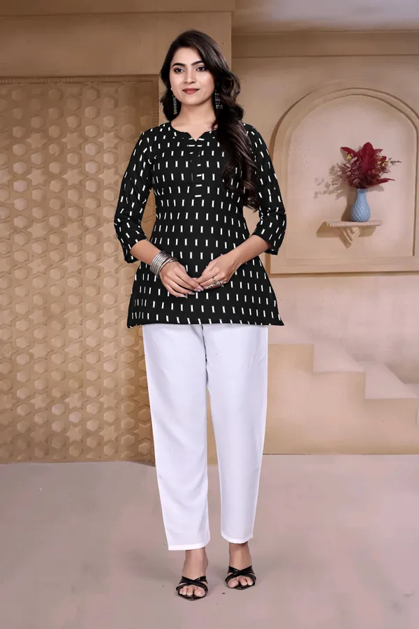 Black_Rayon_Only_Short_Kurti_For_Women