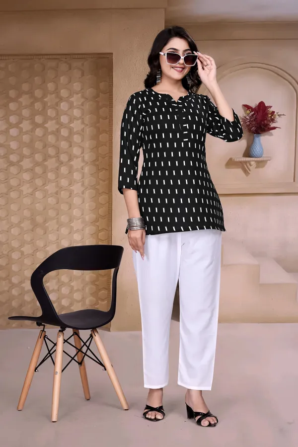 Black_Rayon_Only_Short_Kurti_For_Women