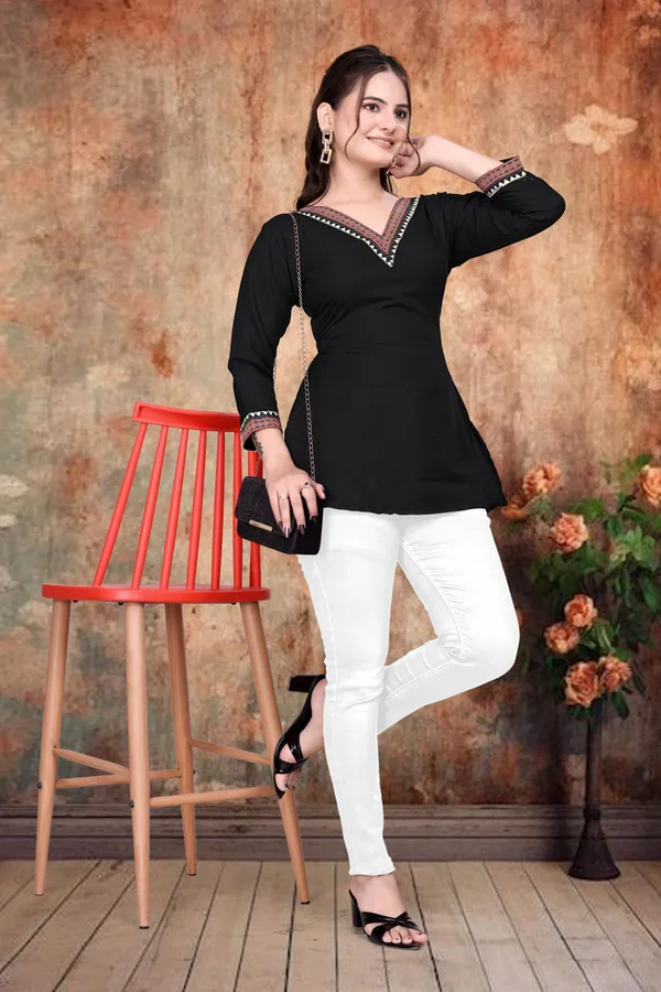 Black_Rayon_Only_Short_Kurti_For_Women