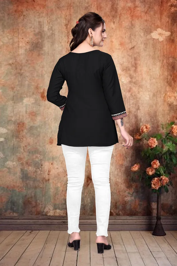 Black_Rayon_Only_Short_Kurti_For_Women