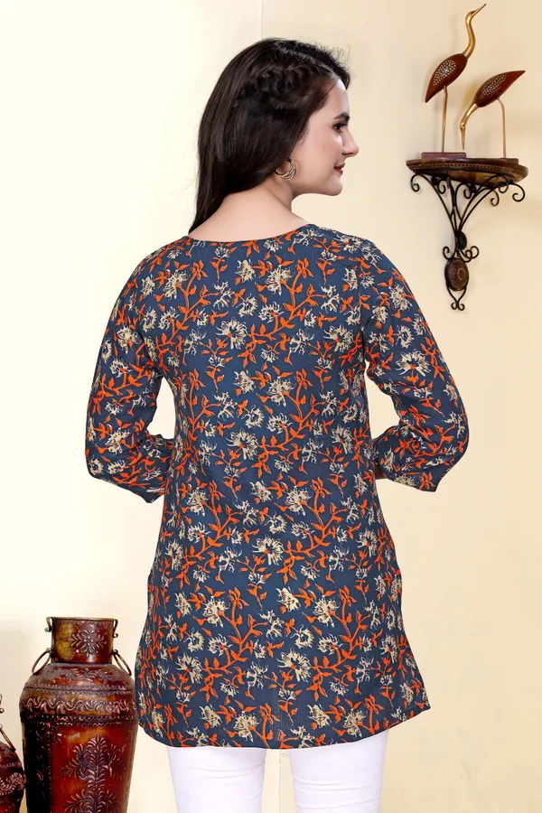 Navy_Blue_Cotton_Blend_Only_Short_Kurti_For_Women